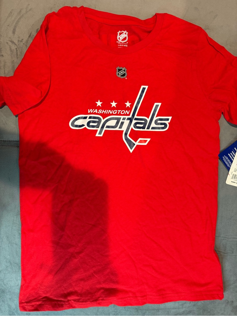 NHL Washington Capitals Red Tee with Navy White Logo